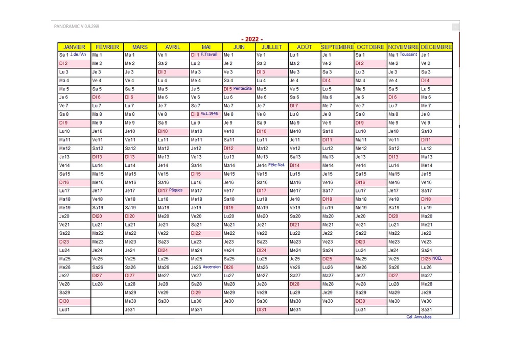 Aperçu Calendrier
