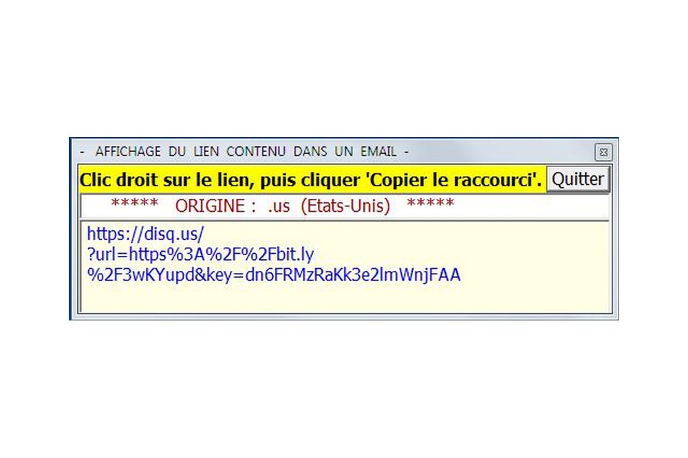 Aperçu Lien dans un e-mail