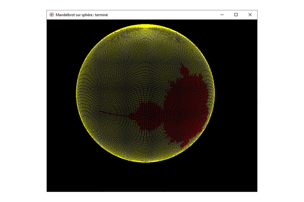 Aperçu L'ensemble de Mandelbrot sur une sphère