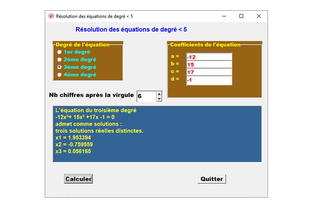 Aperçu Résolution des équations polynomiales