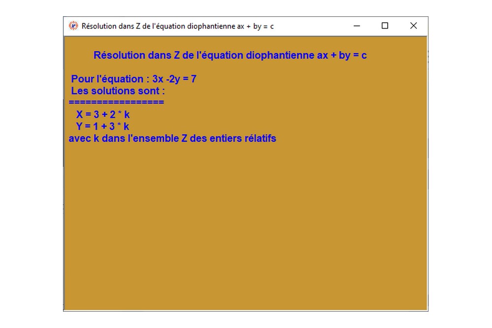 Aperçu Équation diophantienne ax + by = c