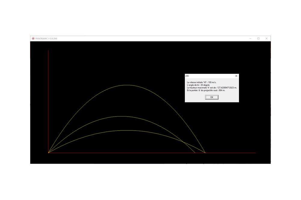 Aperçu Calcul de la trajectoire d'un projectile