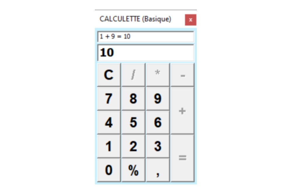 Aperçu Calculette basique
