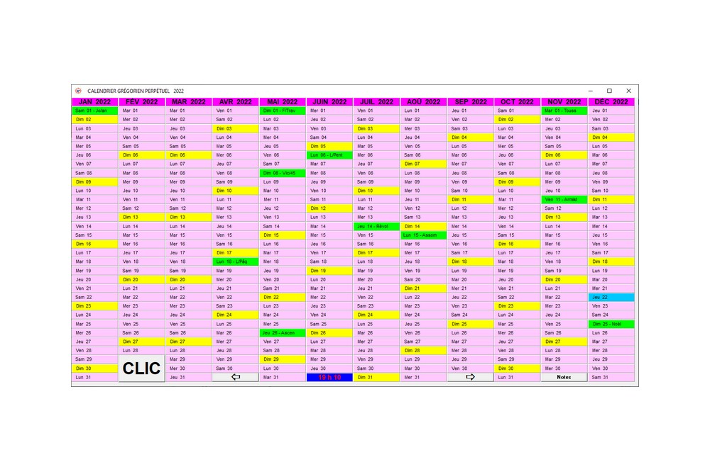 Aperçu Calendrier Grégorien perpétuel