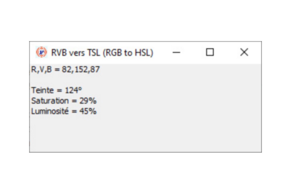 Aperçu Conversion RVB vers TSL