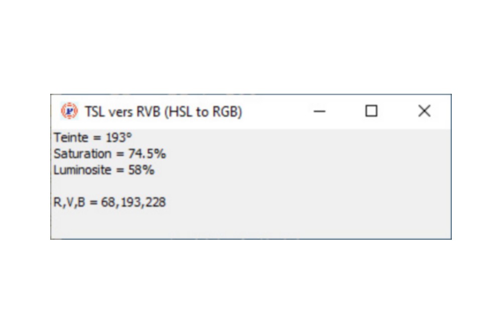 Aperçu Convertir TSL vers RVB (HSL to RGB)