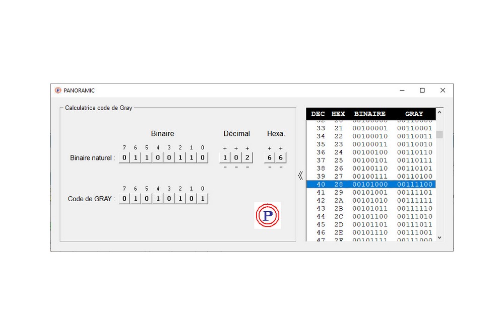 Aperçu Calculatrice code de Gray