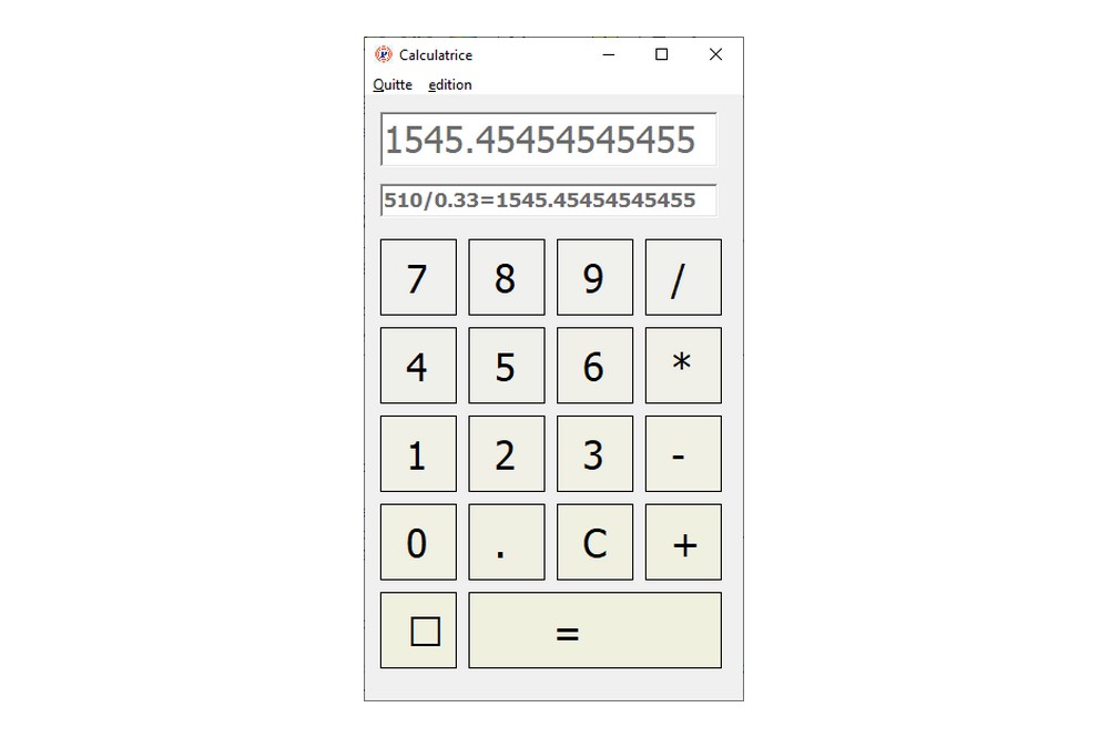 Aperçu Calculatrice