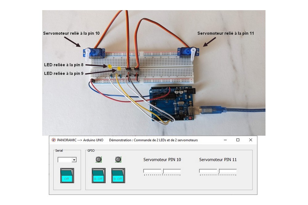 Aperçu Arduino : commande LED et servo-moteurs